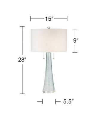 Miriam Modern Table Lamp 28 1/2" Tall Aqua Blue Fluted Glass with Table Top Dimmer White Drum Shade for Bedroom Living Room House