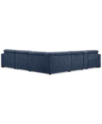 Nevio 6-Pc. Fabric Power Headrest Sectional with Chaise & Console and 1 Power Motion Chair