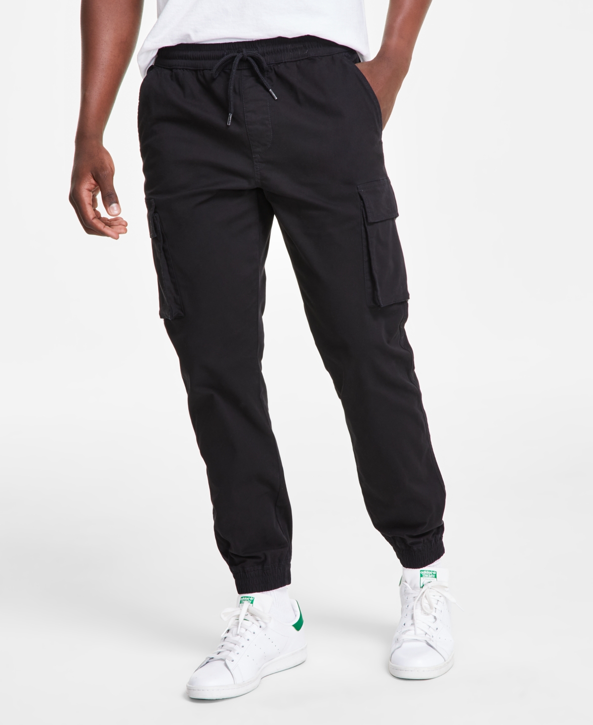 Sun + Stone Men's Garment-dyed Cargo Jogger Pants, Created For Macy's In Deep Black
