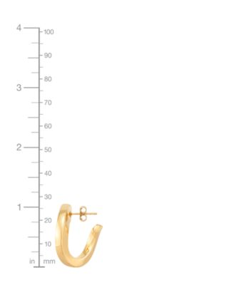 Polished Graduated Twisted Circle Small Hoop Earrings in 14k Gold, 1"