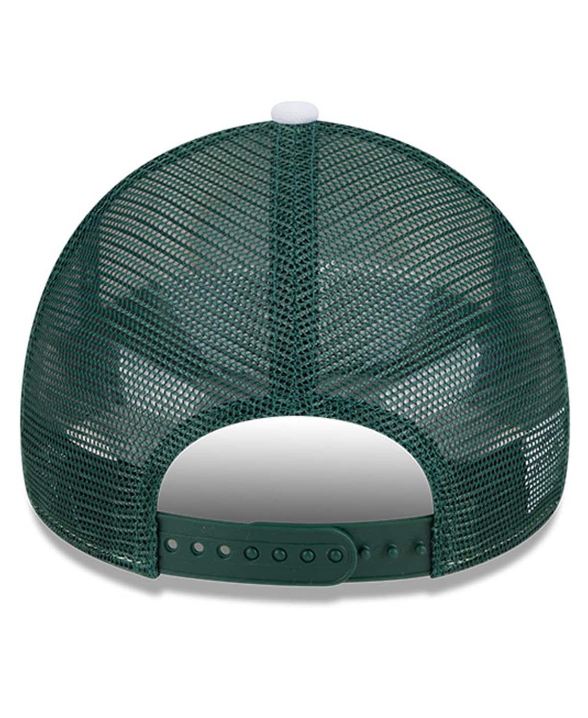 New Era Men's White/hunter Green Milwaukee Bucks Court Sport Foam A-frame 9forty Adjustable Trucker Hat In White,hunter Green