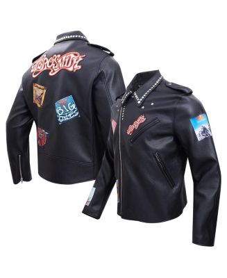 Freeze Max Men's Black Aerosmith Big Ones Graphic Biker Full-Zip