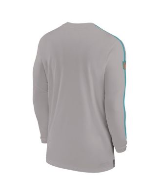 Men's Gray Miami Dolphins Sideline Coach UV Performance Long Sleeve T-Shirt