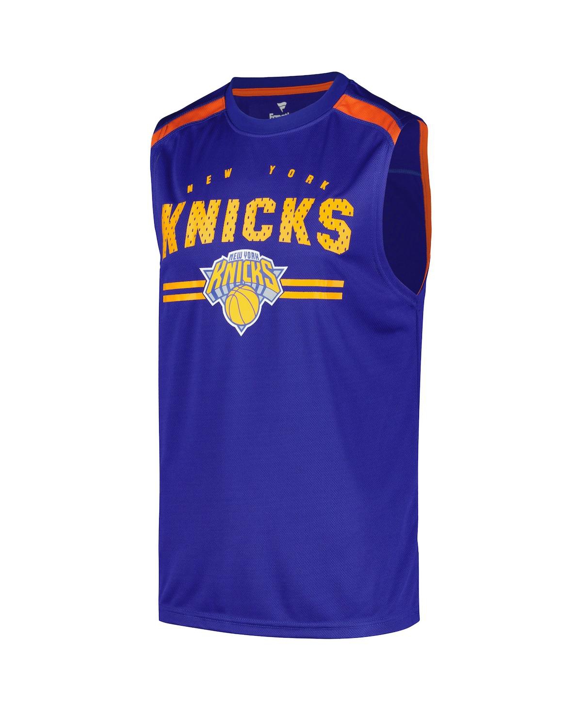 Fanatics Men's Blue New York Knicks Birdseye Muscle Tank Top In Blue Orange