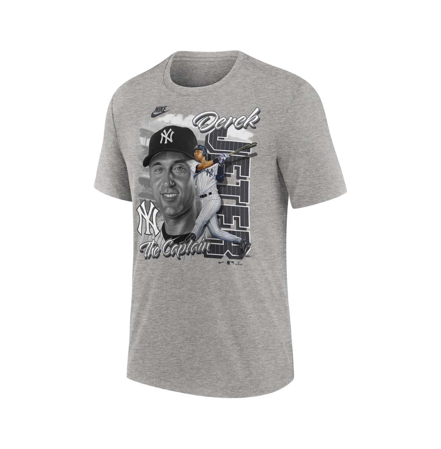 Мужская футболка Nike Derek Jeter Heather Gray New York Yankees Cooperstown Collection Player Local — фото 2