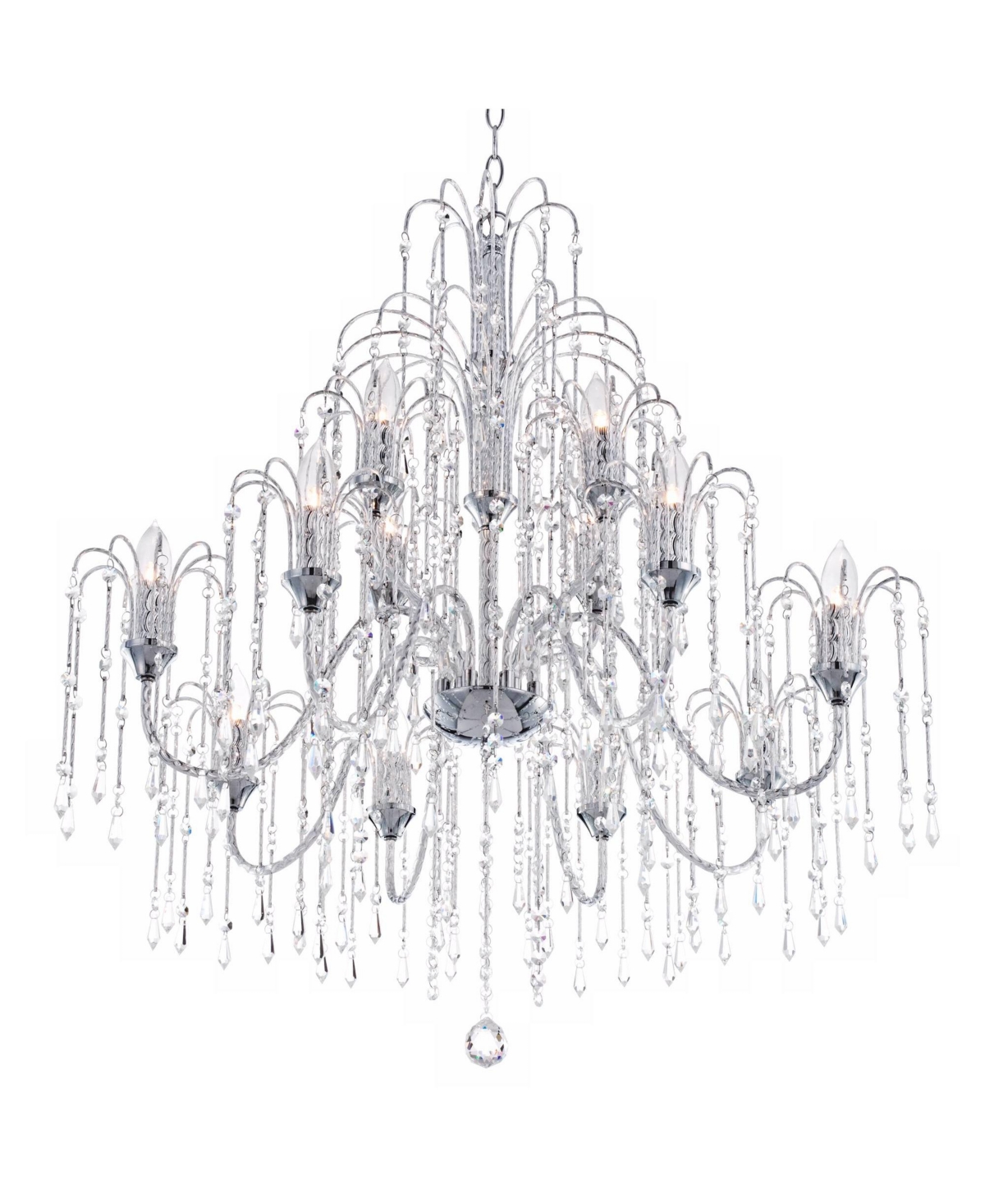 Vienna Full Spectrum Crystal Rain ChromeTiered Large Chandelier Lighting Wide Traditional 12-Light Fixture for Dining Room House Foyer Ent