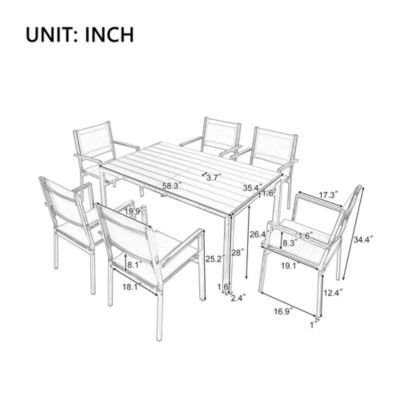 Streamdale Durable Modern 7-Piece Outdoor Table and Chair Set for Patio or Garden