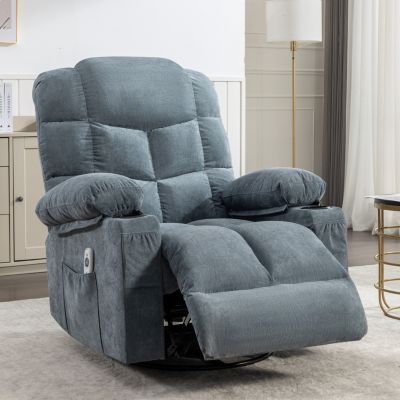 8-Point Massage Recliner with Heat, Rocking, USB Charging, and Storage