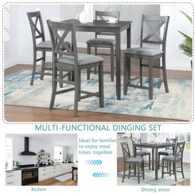 5-Piece Solid Wood Counter Dining Set