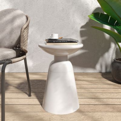 Modern Outdoor End Table Stylish and Durable Circular Pedestal Design
