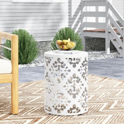 Streamdale Airy Modern Side Table with Iron Cut Floral Design