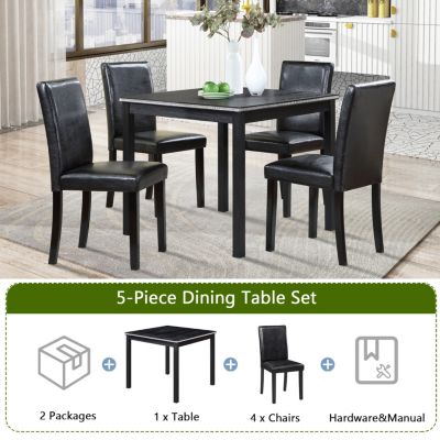  Contemporary Elegance Wooden Dining Table and Upholstered Chairs