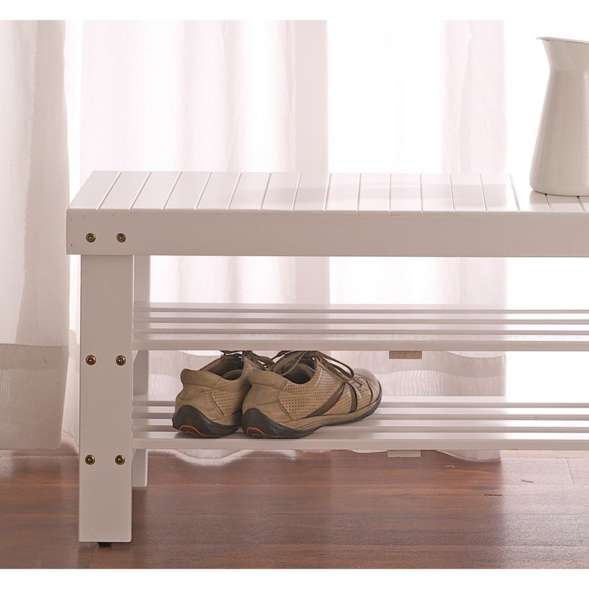 Streamdale Furniture Pina Quality Solid Wood Shoe Bench, White Finish