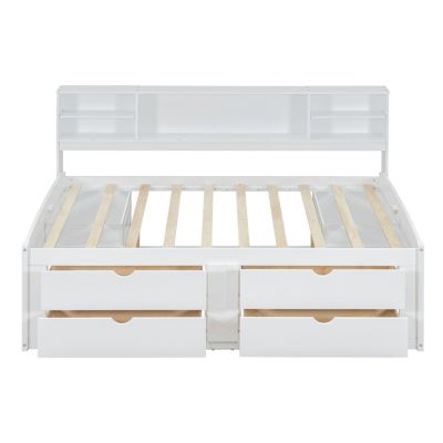 Streamdale White Full-Size Wood Daybed with Cabinet Storage