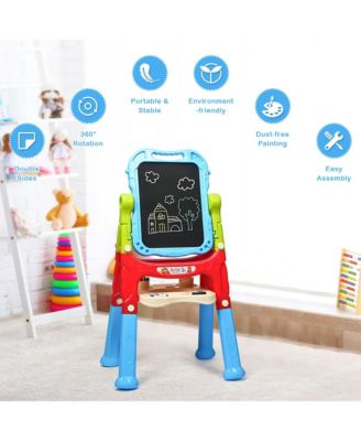 Height Adjustable Kids Art Easel Magnetic Double Sided Board w/ Accessories