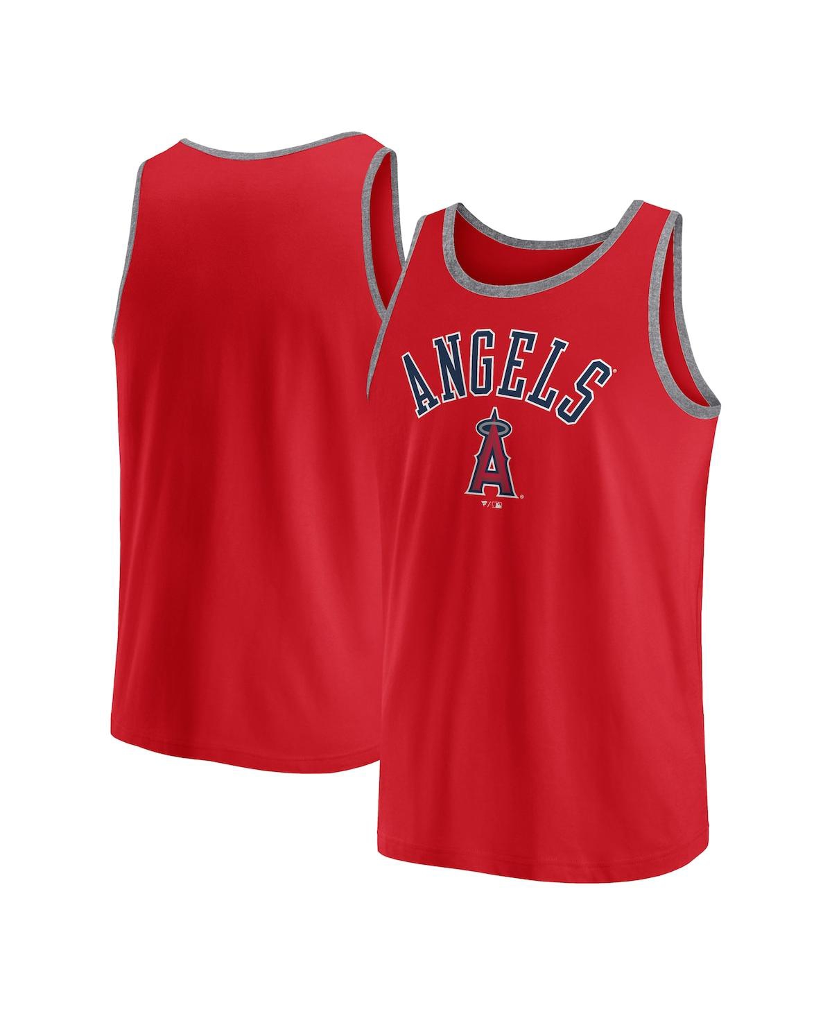 Fanatics Men's Red Los Angeles Angels Bet Tank Top - Red, Heather Gray