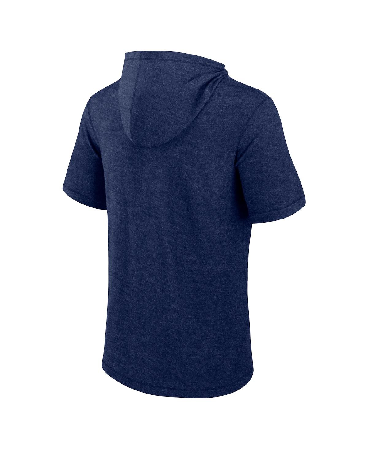 Fanatics Men's Heather Navy Cleveland Guardians Push Short Sleeve Pullover Hoodie In Heather Navy