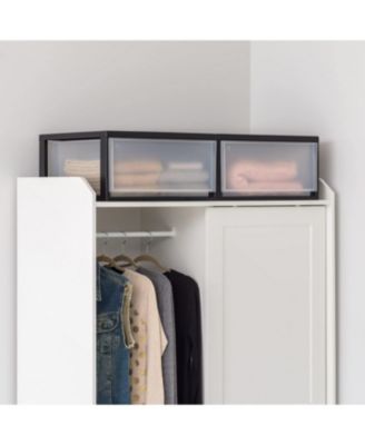 47 Quart Extra Large Plastic Stacking Drawer, Stackable Storage Organizer Unit with Sliding Drawer for Bedroom Closet Garage Craft Room Dorm Office - 2 Pack, Black