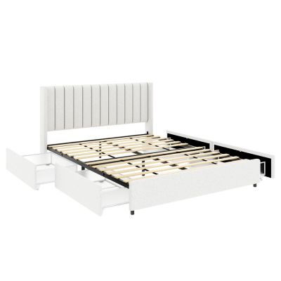   Andover Mills Queen Boucle Platform Bed with Storage