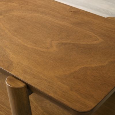 Mid-Century Modern Wood Shelf Coffee Table, Walnut Finish