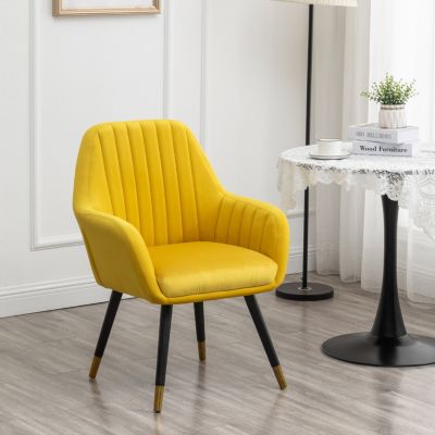 Streamdale Contemporary Velvet Upholstered Accent Chair, Yellow