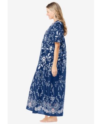 Petite Plus Only Necessities Bib-Front Short Sleeve Maxi Lounger