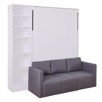 Simplie Fun Full Size Murphy Bed Wall Bed with Sofa, with Shelves ...