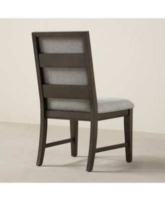 Solid Wood Upholstered Dining Chairs, Set of 2, Gray