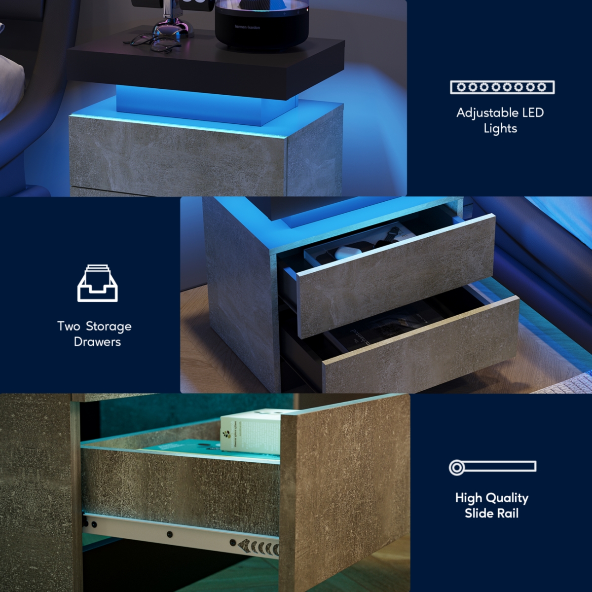 Streamdale Furniture Stunning Led Side Table Modern Decor for Any Room