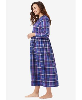 long flannel dresses Billy T Puff Dress, Size S, Indigo Plaid and with a flattering updated fit Womens Dresses Long Sleeve Flannel