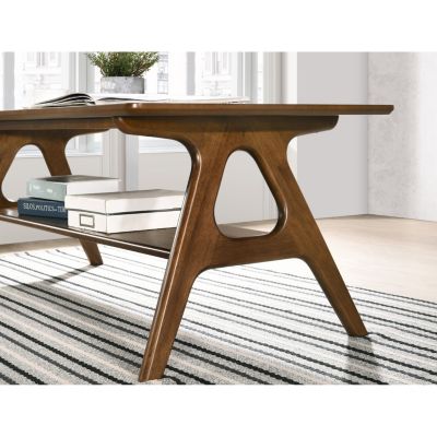 Mid-Century Modern Wood Coffee Table with Shelf
