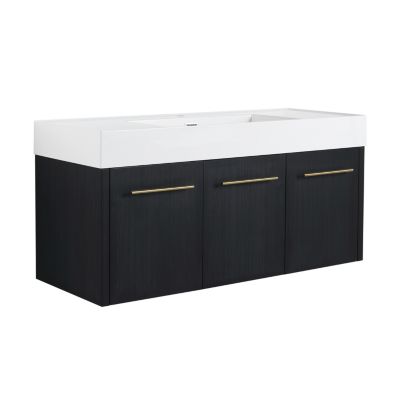 Modern Vanity with Unique Resin Sink and Ample Storage