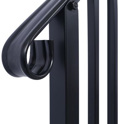 Streamdale Durable Steel Pipe 3-Step Handrail for Concrete Steps, Black