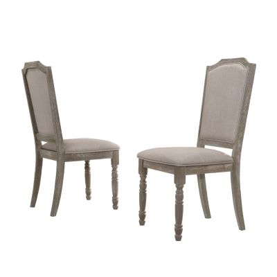 Wood Pedestal Dining Chair in Reclaimed Gray, Set of 2