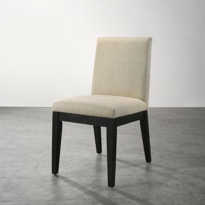 Rocco Contemporary Solid Wood Dining Chairs, Set of 2, Beige