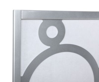 4-Panel Wood Room Divider with Circle Pattern, Silver