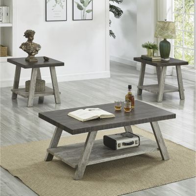 3-Piece Weathered Coffee Table Set