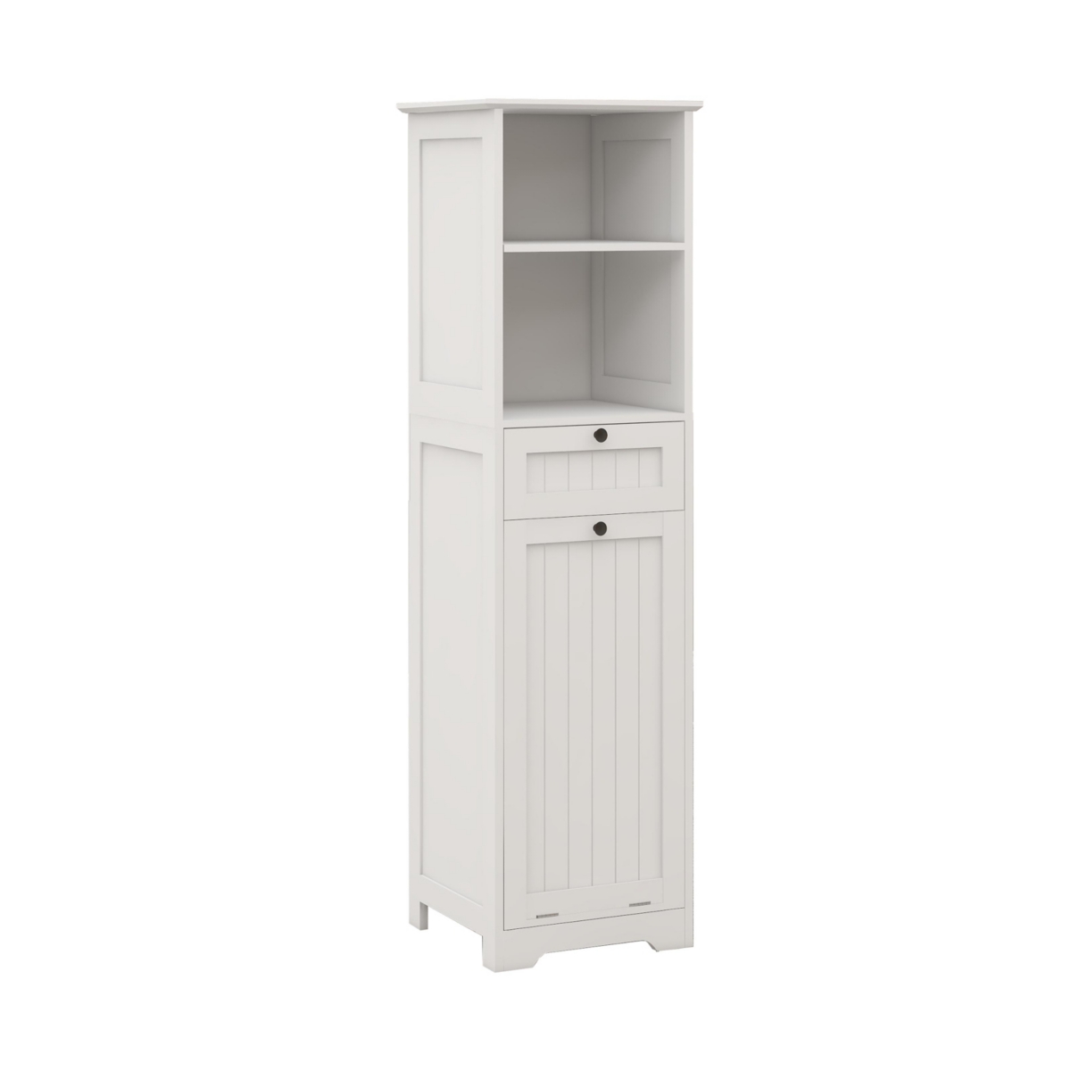Streamdale Furniture One-Compartment One-Drawer Tilt-Out Laundry Sorter Cabinet - White
