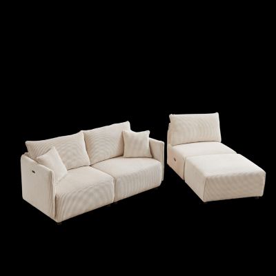 Modern Modular Corduroy Sofa with Customizable Combinations