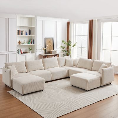 Modern Modular Corduroy Sofa with Customizable Combinations