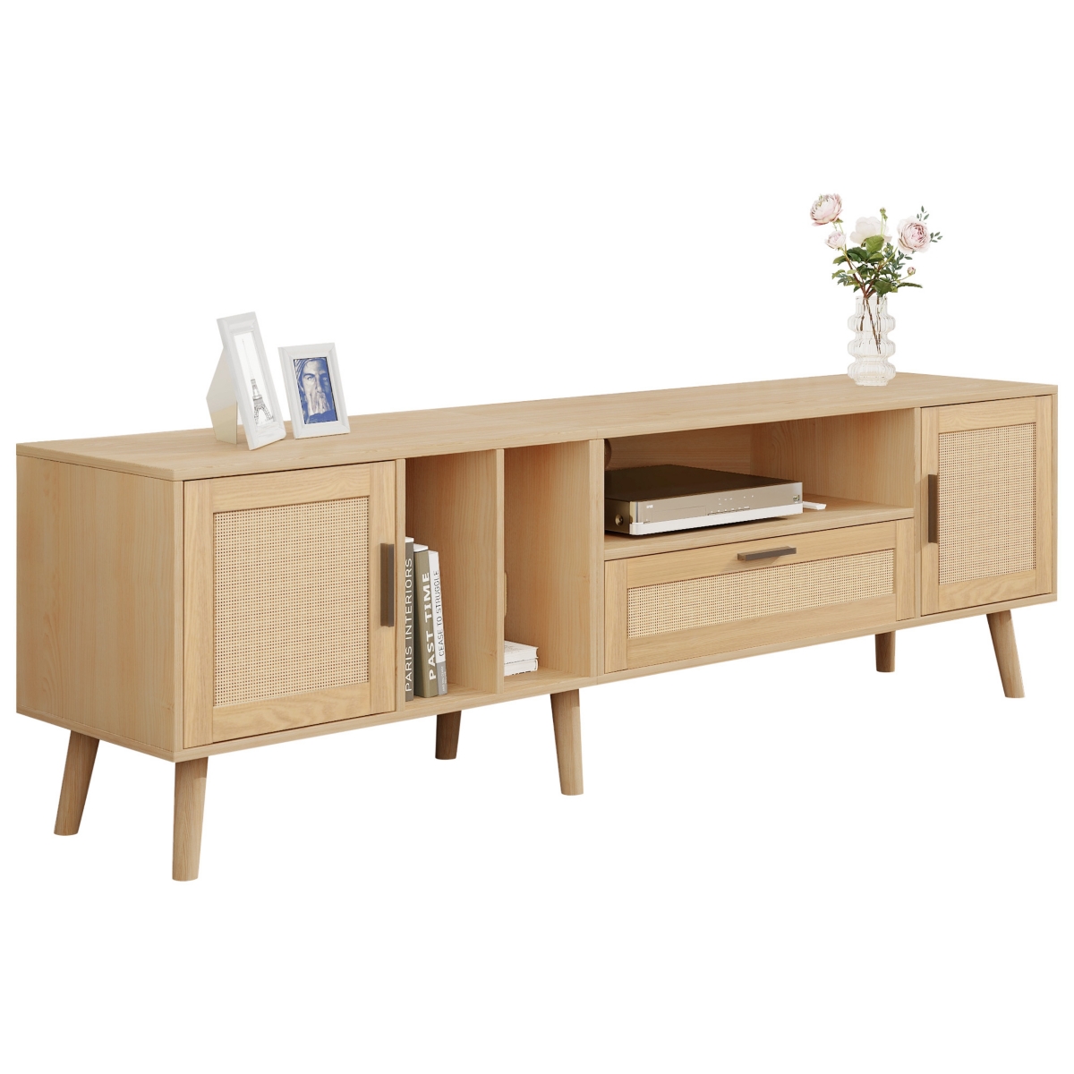 Streamdale Furniture Elegant Multifunctional Tv Stand with Concealed Storage and Cable Management