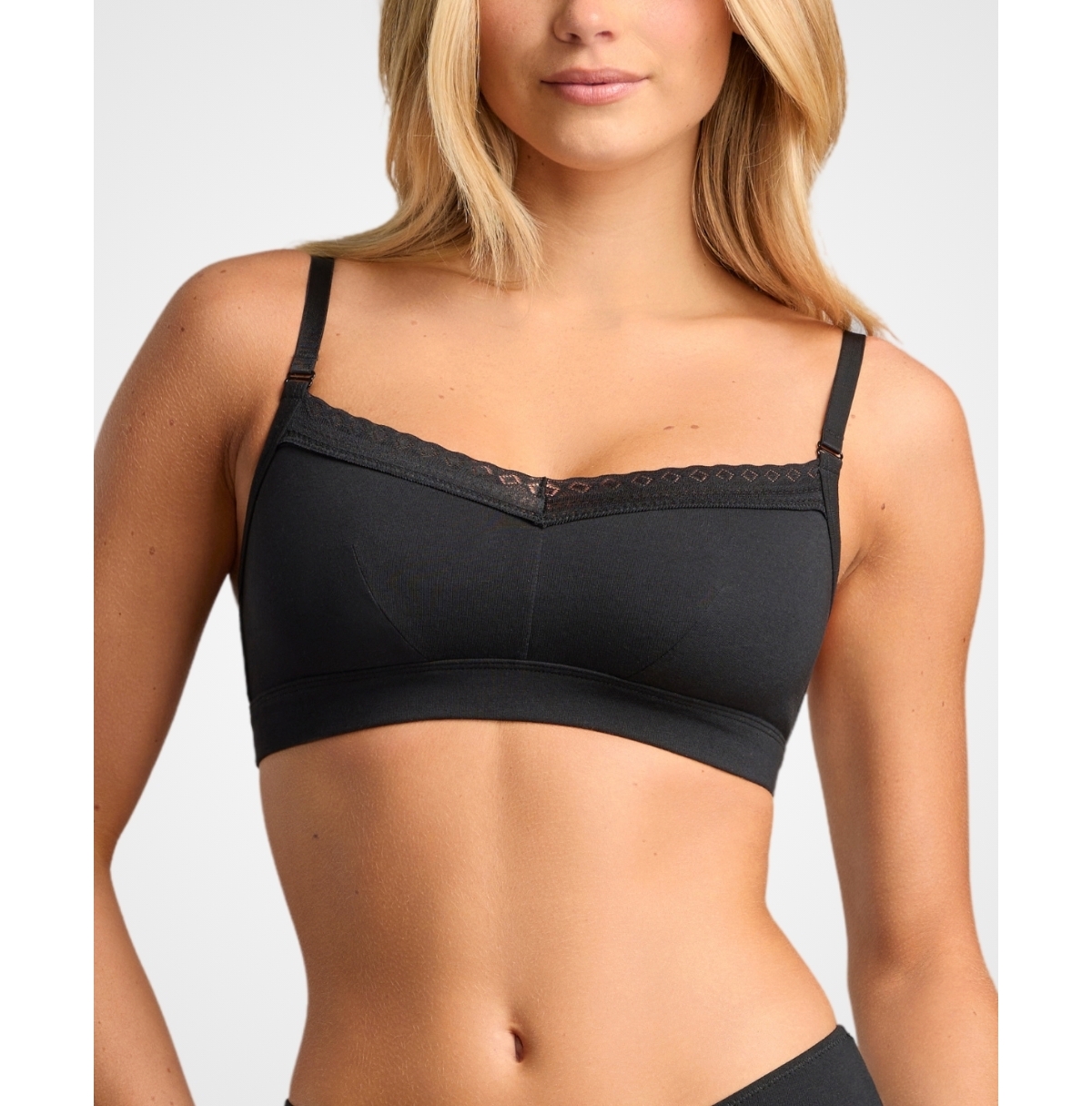 Women's Organic Cotton Lace Balconette Bra - Black