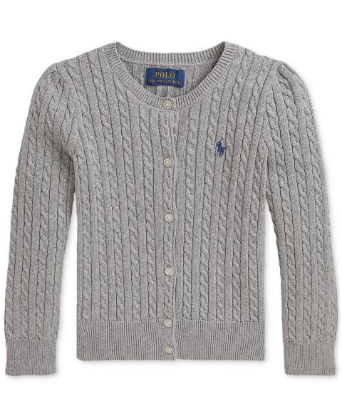 Кардиган Polo Ralph Lauren Mini-Cable Cardigan для девочек, цвет: Меланжевый / Тёмно-синий