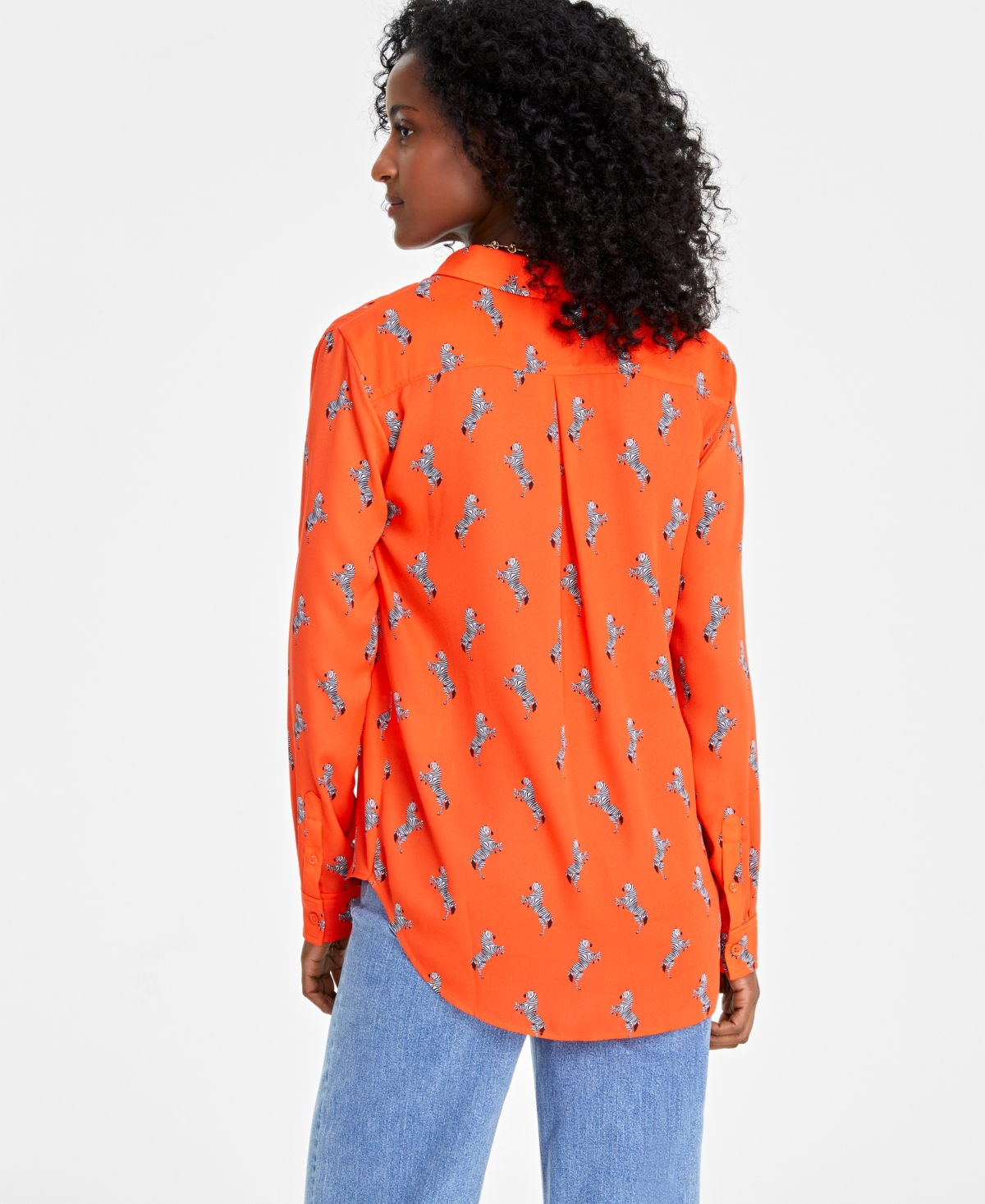 ON 34TH WOMEN'S BUTTON-FRONT CREPE SHIRT, CREATED FOR MACY'S 