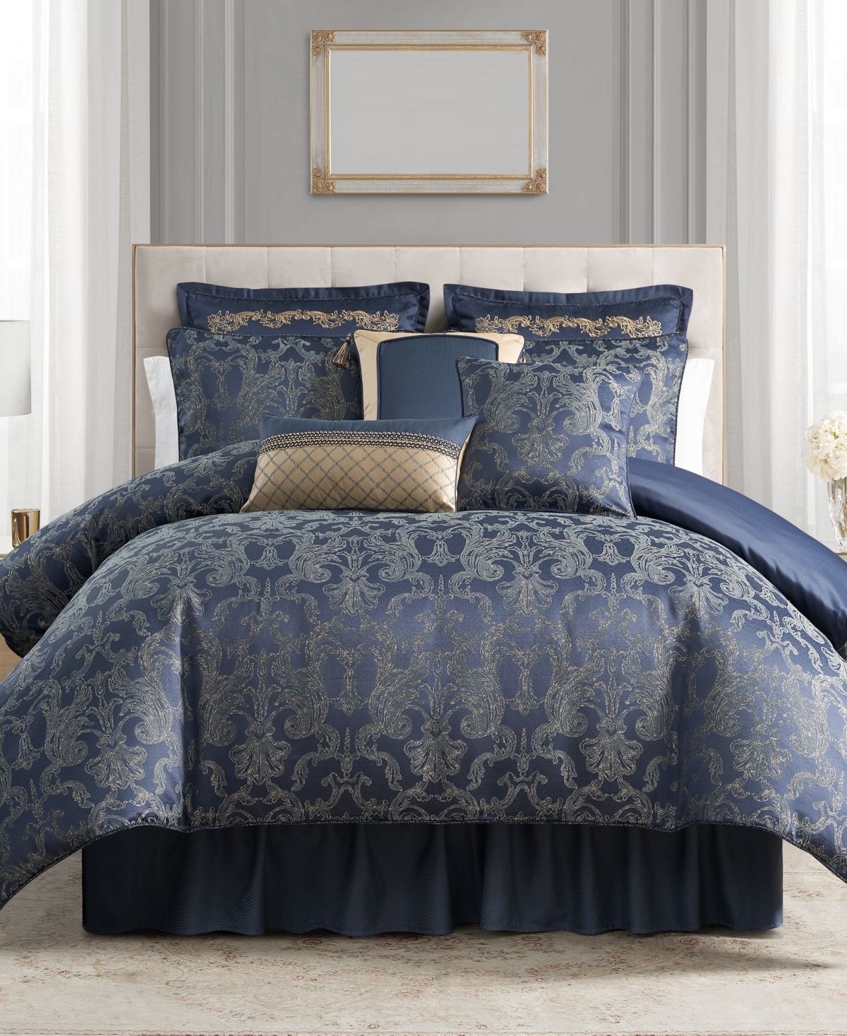 Navy blue comforter set queen cheap