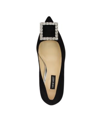 Women's Jaquee Pointy Toe Embellished Dress Pumps