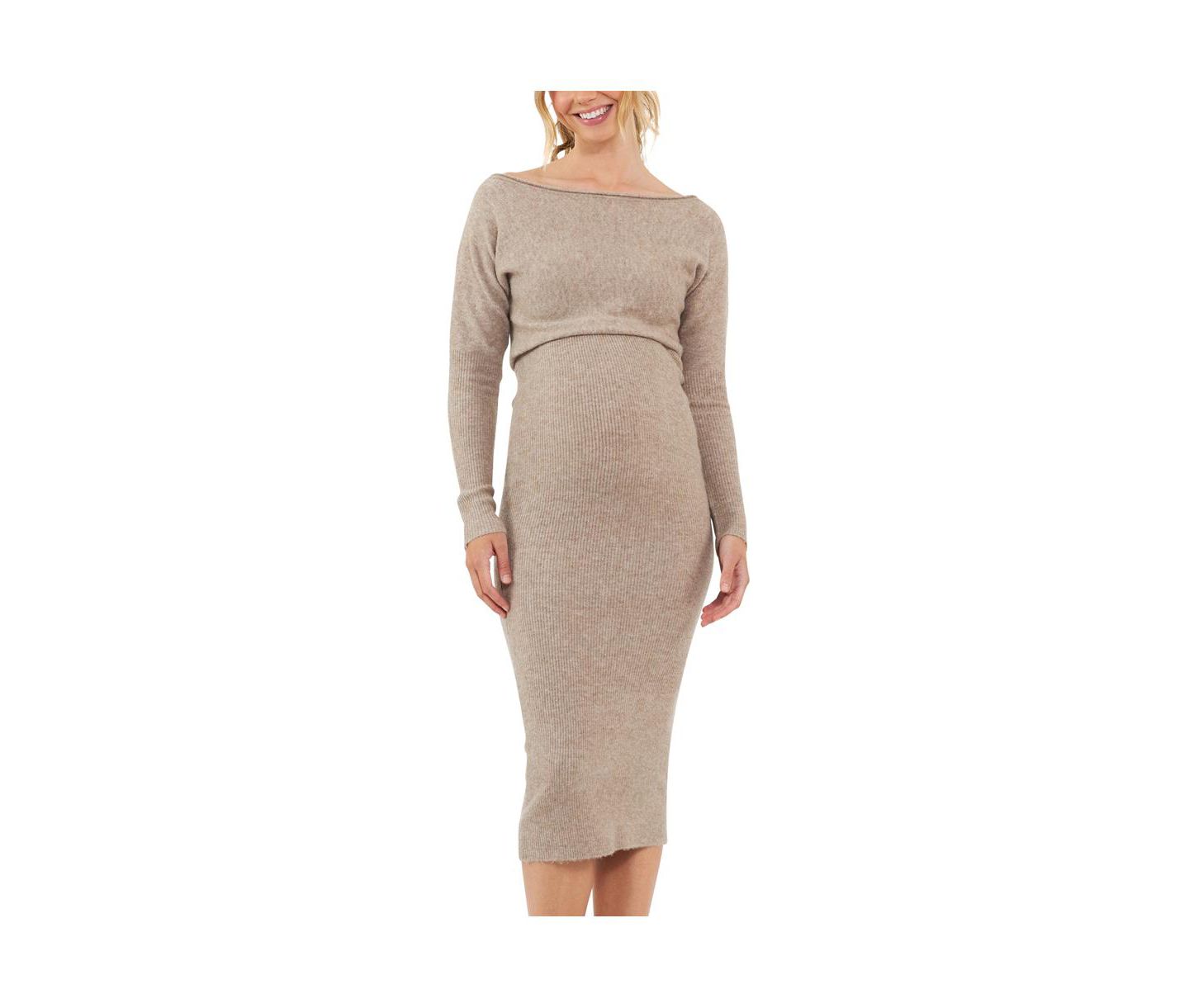 Женское платье Ripe Maternity Maternity Tobie Off Shoulder Knit, цвет: Мокко — фото 1