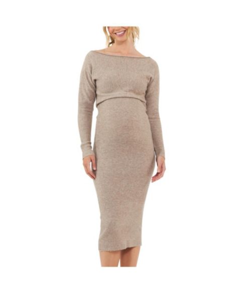 Женское платье Ripe Maternity Maternity Tobie Off Shoulder Knit, цвет: Мокко