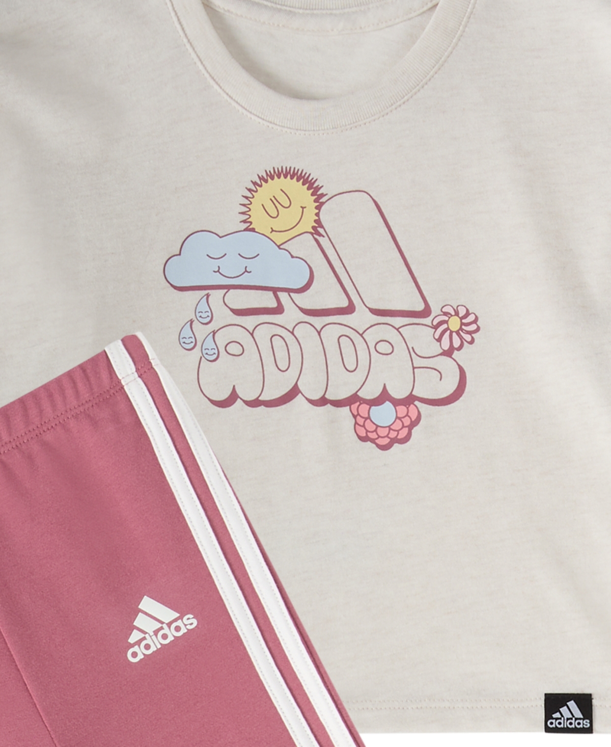 adidas Baby Girls 2-Piece Long Sleeve Graphic Heather Tee Flare Pant Set