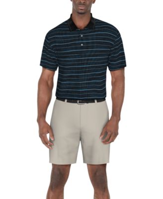Men's Broken Stripe Jacquard Short0Sleeve Golf Polo Shirt